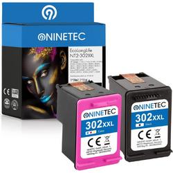 NINETEC EcoLonglife XXL Set van 2 cartridges compatibel met HP 302XL HP302 Black 20 ml & Color 21 ml | 148% meer inhoud! | Voor HP DeskJet 1110 2130 3639 HP Envy 4520 4520 4650 OfficeJet 4654